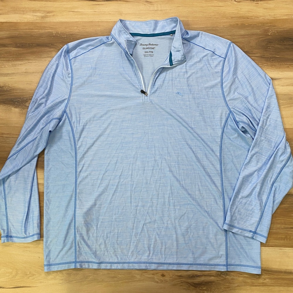 Tommy Bahama IslandZone Pullover XXL Palm Coast 1/2 Zip Recycled Polyester Blue